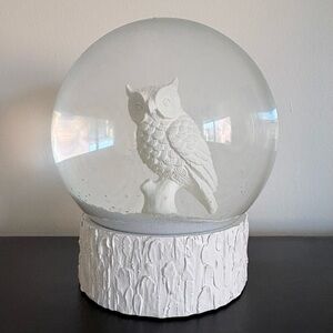 Indigo White Owl Snow Globe